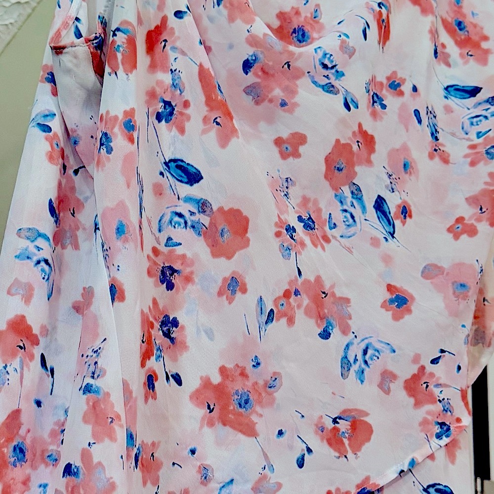 Lane Bryant Cream and Orange Asymmetrical Long Sleeve Blouse - Picture 2 of 6